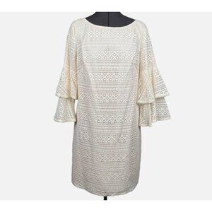 Eliza J. Lace Shift Bell-Sleeve Dress 3/4-Sleeve Size10 Style EJ8M8497